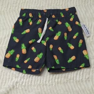 NWT Old Navy Black Pineapple Print Swim Shorts